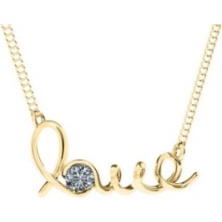 Collier à pendentif avec inscription cursive Love » en or jaune 10 ct serti d'un diamant