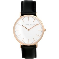 Montre or rose avec bracelet en cuir