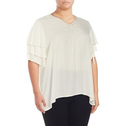 Plus Clare Ruffle Drape Blouse