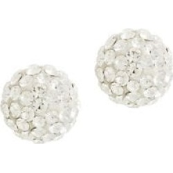 Dormeuses sphériques de 7,8 mm en or jaune 14 k et pavées de cristaux