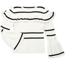 Girl's Striped Ruffle Sweater