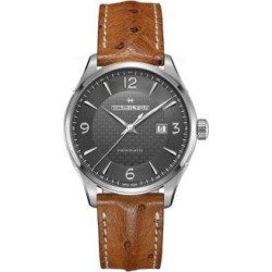 Montre analogique en acier inoxydable avec bracelet en cuir