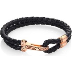 Classic Chain Collection Leather & Bronze Bracelet