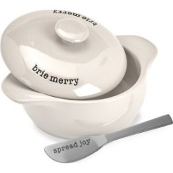 Ensemble plat de cuisson en céramique et couteau à tartiner en acier inoxydable Brie Merry