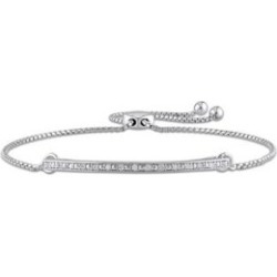 Bracelet coulissant avec barre en argent sterling et diamants de 0,10 ct PT