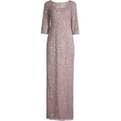 Embellished Three-Quarter-Sleeve Gown