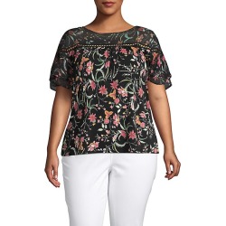 Plus Printed Ruffled Top