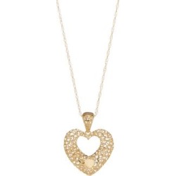 Collier à pendentif en or 10 ct en 3D en forme de caur