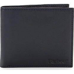 Barbour Men's Waxed Cotton & Leather Trim Bi Fold Wallet - Navy