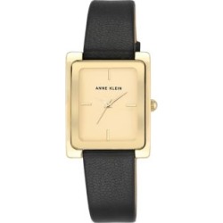 Montre au ton doré à bracelet en cuir