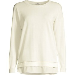 Peserico Women's Chiffon Hem Crewneck Top - Ivory - Size 44 (8)