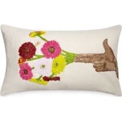 Beaded Flower Linen Pillow