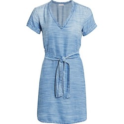 Bella Dahl Women's V-Neck Tie Waist Mini Dress - Ocean Side - Size XS