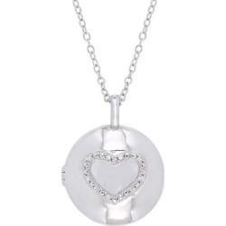 Collier à médaillon avec coeur en argent sterling avec diamants de 0,05 ct PT