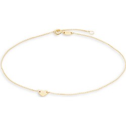 14K Yellow Gold Heart Pendant Anklet