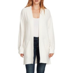 Cinched-Back Cable Knit Open Cardigan