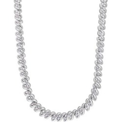 Collier rivière à effet torsadé en argent sterling Silver Diamond avec diamants 2 ct PT