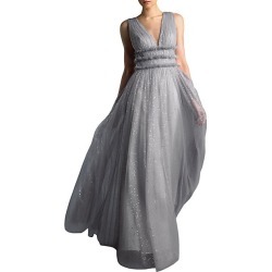 Inflection Pleat Tulle Gown