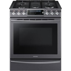 NX58K9500WG/AC - Cuisinière à gaz en acier inoxydable noir de 5,8 pi³ avec double brûleur de 18 000 BTU