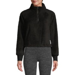 Faux Shearling Quarter-Zip Raglan Pullover