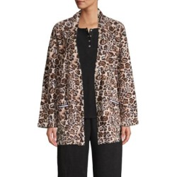 Open-Front Animal-Print Cardigan
