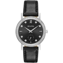 Montre analogique en acier inoxydable avec pavé et bracelet en cuir