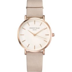 Montre analogique rose dorée West Village avec bracelet en cuir