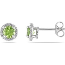 Dormeuses en argent sterling avec péridots et diamants de 0,07 ct PT