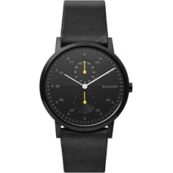 Montre multifonction en acier inoxydable Kristoffer avec bracelet en cuir