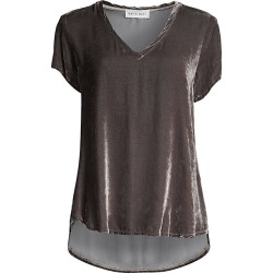 Bella Dahl Women's Velvet Stretch-Silk V-Neck Tee - Liquid Metal - Size Small