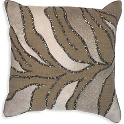 Callisto Home Embroidered Linen Pillow - Beige