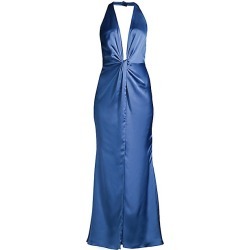 FAME AND PARTNERS Women's Vania Plunge Satin Gown - Cornflower - Size 2