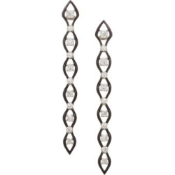 Diamonds In Color 18K White Gold, Diamond & Ceramic Linear Earrings