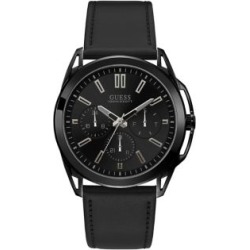 Montre chronographe en acier inoxydable avec bracelet en cuir