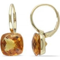 Boucles d'oreilles à fermoirs à levier en or jaune 14 K avec citrine de Madère de 8 ct PT