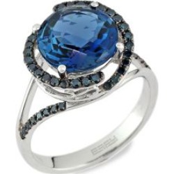 14K White Gold, London Blue Topaz & 0.26 CT. T.W. Blue Diamond Ring