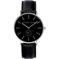 Montre argentée au bracelet en cuir