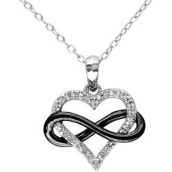 Sterling Silver 0.1 TCW Diamond Heart Infinity Necklace