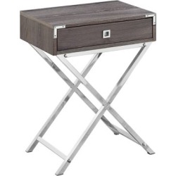 Table d'appoint blanche et chrome, 61 cm