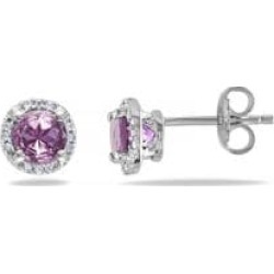 Dormeuses en argent sterling avec diamants et améthystes
