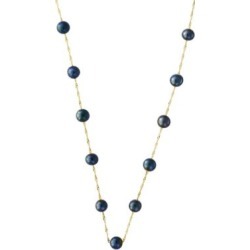 Collier en or jaune 14 K avec perles d'eau douce teintées rondes de 5,5 mm