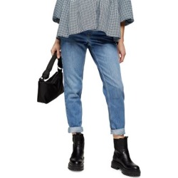 Maternité - Jean Mom à taille mi-haute fuselé et délavé à la pierre, 86 cm