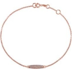 Bracelet en or rose 14 K avec breloque linéaire ornée de diamants 0,10 ct PT