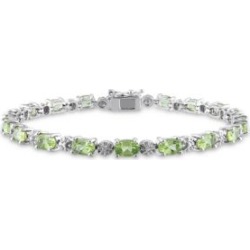 Bracelet en argent sterling avec péridots et diamants de 0,02 ct PT