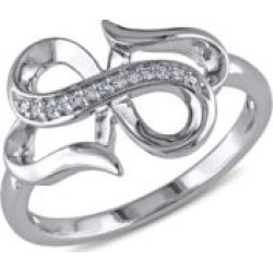 Bague en forme de caur à double infini en diamants et argent sterling