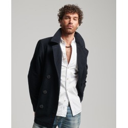 Superdry Men's Merchant Store - Moleskin Pea Coat Navy / Ink - Size: Xxl