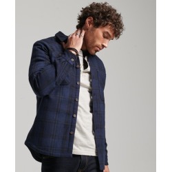 Superdry Men's Merchant Store - Quilted Overshirt Navy / Merchant Navy Blue Check - Size: S