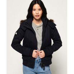 Superdry SD-Windbomber Kapuzenjacke aus Mikrofaser mit Kunstfellbesatz
