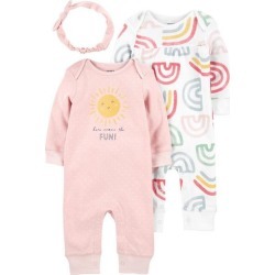 Carters Baby Girls 3-pc. Here Comes The Fun Bodysuit Set