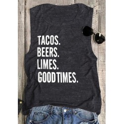 Tacos Beers Limes Good Times Tank - Dark Grey